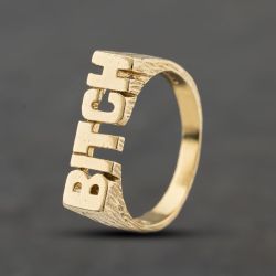 Second Hand 9ct Yellow Gold Bitch Signet Ring 41104398