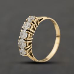Second Hand 9ct Yellow Gold Cubic Zirconia Five Stone Half Eternity Ring 41104406