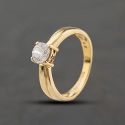 Second Hand 9ct Yellow Gold Cubic Zirconia Four Claw Solitaire Ring 41104418