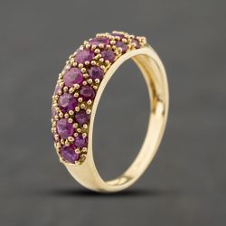 Second Hand 9ct Yellow Gold Ruby Pave Set Band Ring 41104428