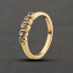 Second Hand 9ct Yellow Gold Amethyst & Peridot Five Stone Ring 41104432