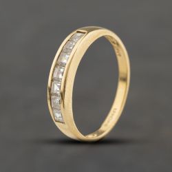 Second Hand 9ct Yellow Gold Cubic Zirconia Square Cut Half Eternity Ring 41104435
