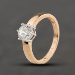 Second Hand 9ct Rose Gold Cubic Zirconia Single Stone Dress Ring 41104467