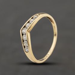 Second Hand 9ct Yellow Gold Cubic Zirconia Channel Set Half Wishbone Ring 41104475