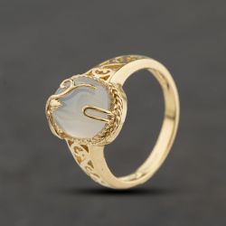 Second Hand 9ct Yellow Gold Moonstone Oval Cabochon Cut Dress Ring 41104483