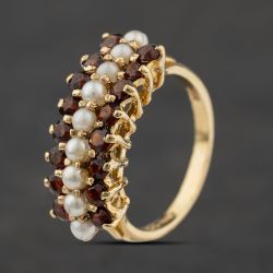 Second Hand 9ct Yellow Gold Cultured Pearl Three Row Dress Ring 41104502