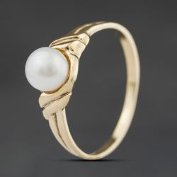 Second Hand 9ct Yellow Gold Cultured Pearl Single Stone Dress Ring 41104513