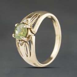 Second Hand 9ct Yellow Gold Peridot & Diamond Dress Ring 41104520