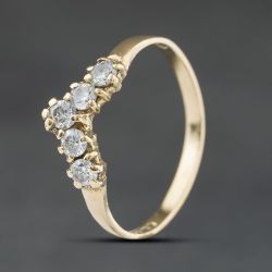Second Hand 9ct Yellow Gold Cubic Zirconia Half Wishbone Ring 41104530