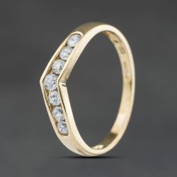 Second Hand 9ct Yellow Gold Cubic Zirconia Channel Set Half Wishbone Ring 41104531