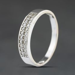 Second Hand 9ct White Gold Cubic Zirconia Two Row Half Eternity Ring 41104535