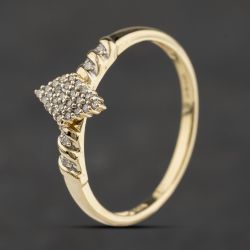 Second Hand 9ct Yellow Gold 0.12ct Diamond Marquise Shape Cluster Ring 41384542