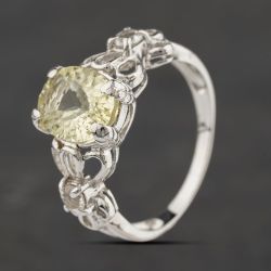 Second Hand 9ct White Gold Lemon Citrine & White Topaz Oval Dress Ring 41104564