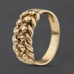 Second Hand 9ct Yellow Gold 2 Row Keeper Ring 41104619