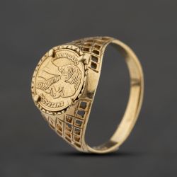 Second Hand 9ct Yellow Gold Peso Coin Ring 41104652