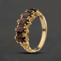Second Hand 9ct Yellow Gold Garnet Five Stone Ring 41104660