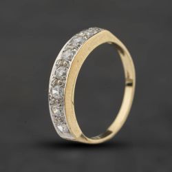 Second Hand 9ct Yellow Gold Cubic Zirconia Seven Stone Half Eternity Ring 41104670