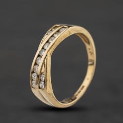 Second Hand 9ct Yellow Gold Cubic Zirconia Channel Set Crossover Ring 41104672