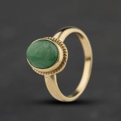 Second Hand 9ct Yellow Gold Agate Oval Dress Ring 41104683