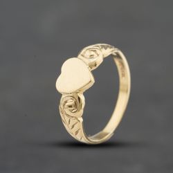 Second Hand 9ct Yellow Gold Heart Signet Ring 41104699