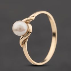Second Hand 9ct Yellow Gold Cultured Pearl Single Stone Dress Ring 41104795