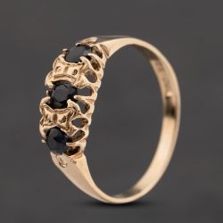 Second Hand 9ct Yellow Gold Sapphire Three Stone Ring 41104807