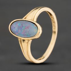 Second Hand Yellow Gold Opal Doublet Oval Dress Ring 41104837
