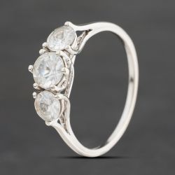 Second Hand 9ct White Gold Cubic Zirconia Three Stone Ring 41104860