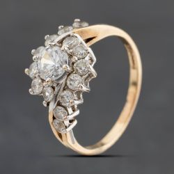 Second Hand 9ct Yellow Gold Cubic Zirconia Cluster Ring 41104865