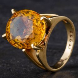 Second Hand 14ct Yellow Gold Unknown Large Oval Solitaire Ring 4110713