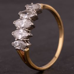 Second Hand 18ct Yellow Gold Marquise Cut 1.40ct Five Stone Diamond Ring 4112911