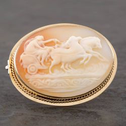 Second Hand 9ct Yellow Gold Cameo Oval Brooch 41131005