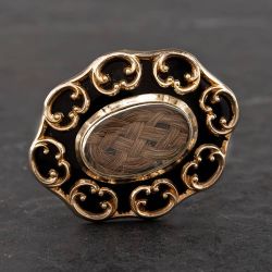 Second Hand Antique Yellow Gold Mourning Brooch 41131021