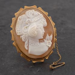 Second Hand 9ct Yellow Gold Cameo Brooch 41131029