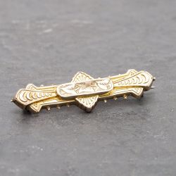 Second Hand Vintage 9ct Yellow Gold Leaf Patterned Brooch 41131085