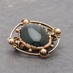 Second Hand Vintage Rose Gold Bloodstone Oval Ornate Brooch 41131087