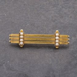 Second Hand Vintage Yellow Gold Seed Pearl Triple Bar Brooch 41131152