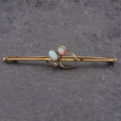 Second Hand Vintage Yellow Gold Opal & Seed Pearl Brooch 41131160