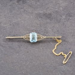 Second Hand Vintage Yellow Gold Paste Bar Brooch 41131165