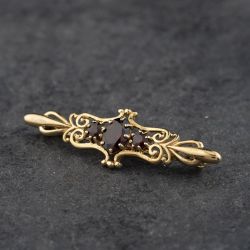 Second Hand 9ct Yellow Gold Garnet Set Brooch 41131177