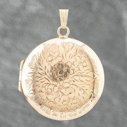 Second Hand Vintage 9ct Yellow Gold Foliate Engraved Locket Loose Pendant 41141202