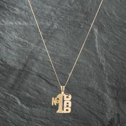 Second Hand 9ct Yellow Gold No 1 Dad Pendant & 18 Inch Curb Chain 41141551