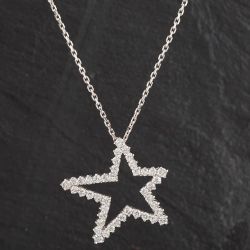 Second Hand 18ct White Gold Diamond Set Star Pendant & 14ct White Gold Chain Bracelet 4114157