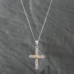 Second Hand 9ct Two Colour Gold Diamond Cross Loose Pendant 41141584