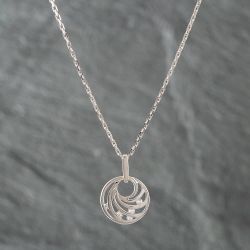 Second Hand 9ct White Gold Cubic Zirconia Openwork Swirls Pendant & 16 Inch Paper Link Chain 41141658