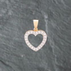Second Hand 9ct Yellow Gold Cubic Zirconia Open Heart Gemstone Loose Pendant 41142055