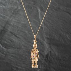 Second Hand 9ct Yellow Gold Cubic Zirconia Clown Pendant & 19 Inch Curb Chain 41142263