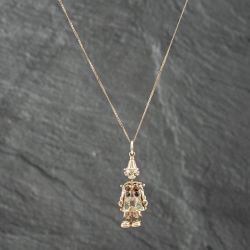 Second Hand 9ct Yellow Gold Multi Stone Small Clown Pendant & Chain 41142302