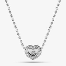 Second Hand 18ct White Gold 0.17ct Brilliant Cut Diamond Chopard Heart Pendant & 17 Inch Trace Chain 41142392