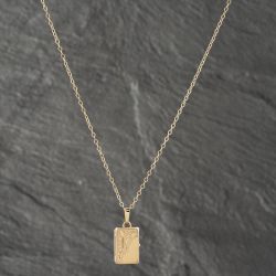 Second Hand 9ct Yellow Gold Oblong Engraved Locket Pendant & 18 Inch Trace Chain 41142410